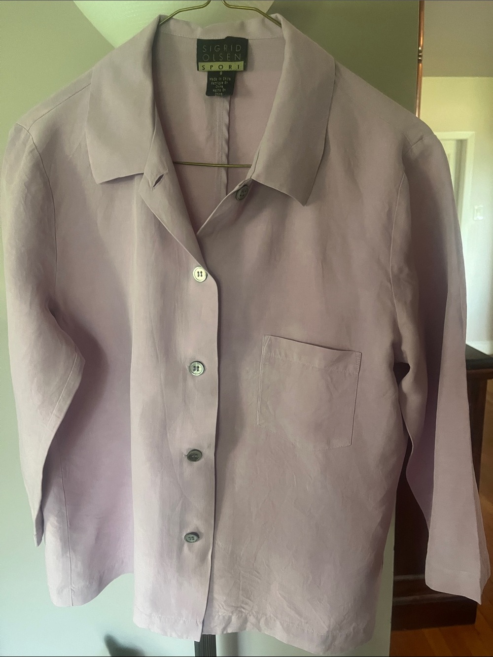 Sigrid Olsen Sport Women's Lilac Button-Up Shirt/Light Silk/ Linen Jacket